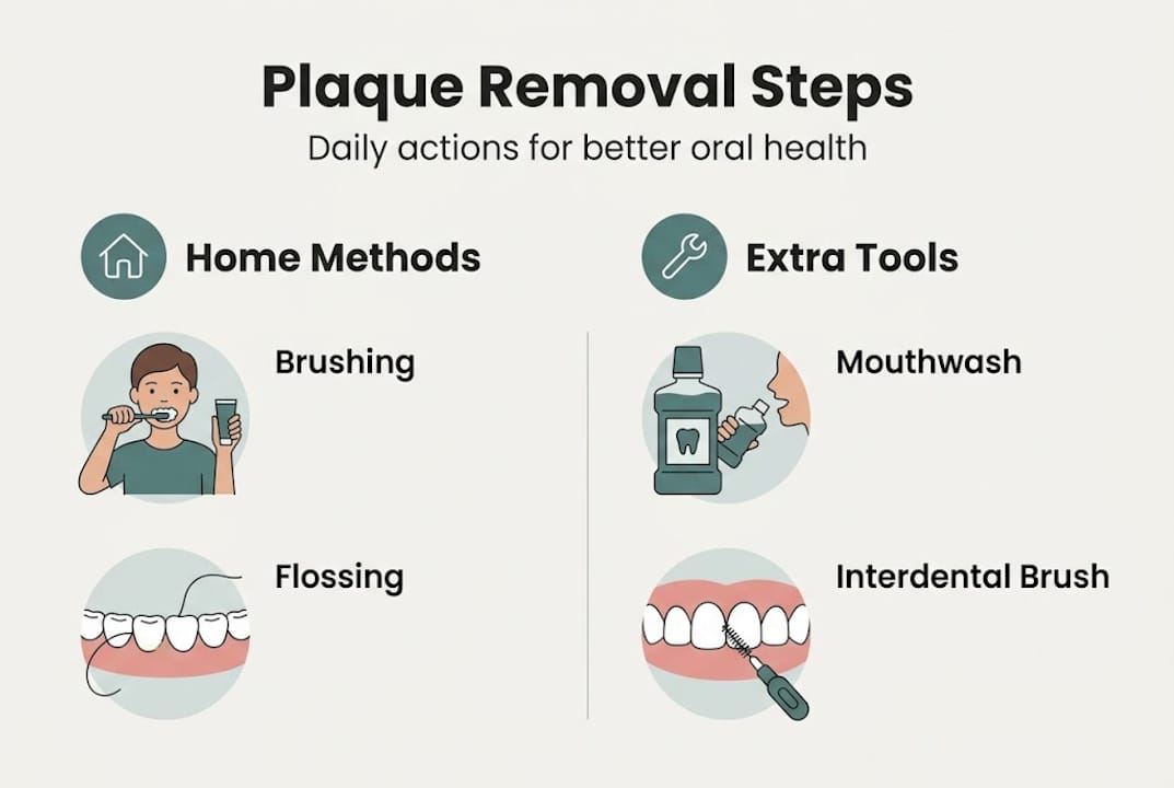 Infographic showing plaque removal steps