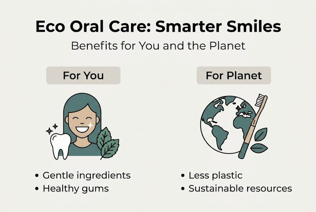 Eco oral care infographic, personal and planet benefits