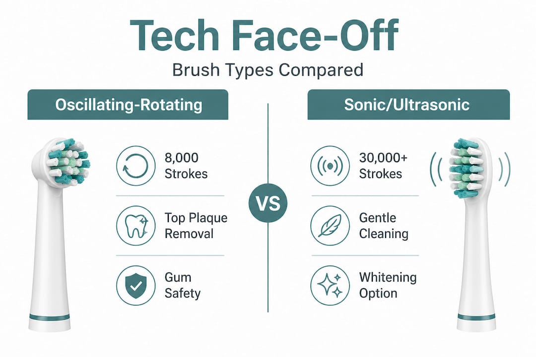 Infographic comparing automatic toothbrush technologies