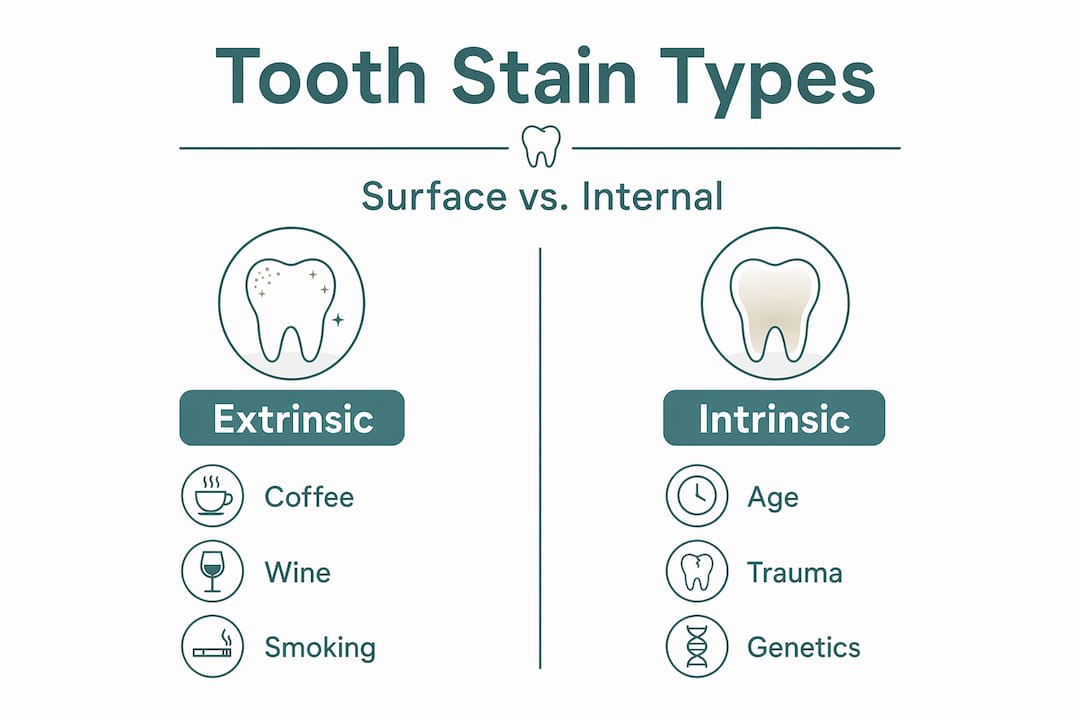Infographic comparing extrinsic and intrinsic stains