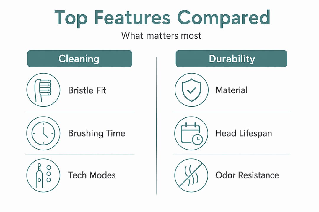Infographic comparing cleaning and durability features