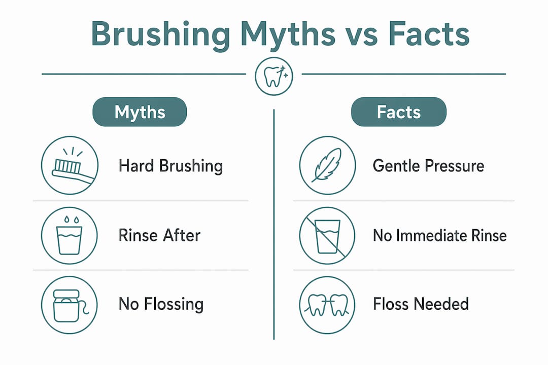Infographic comparing brushing myths and facts