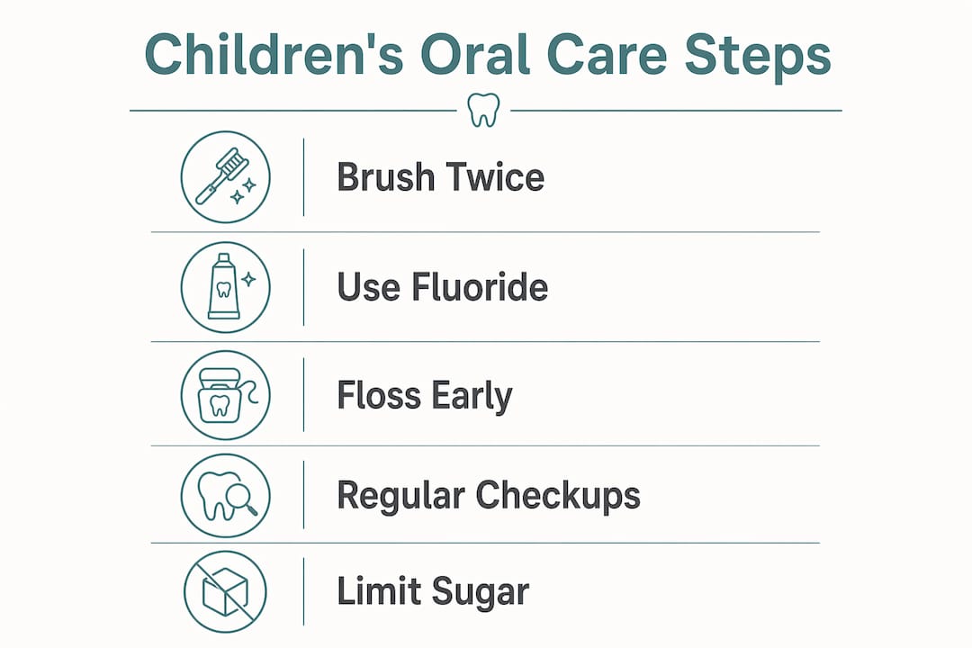 Infographic outlining key kids oral health steps