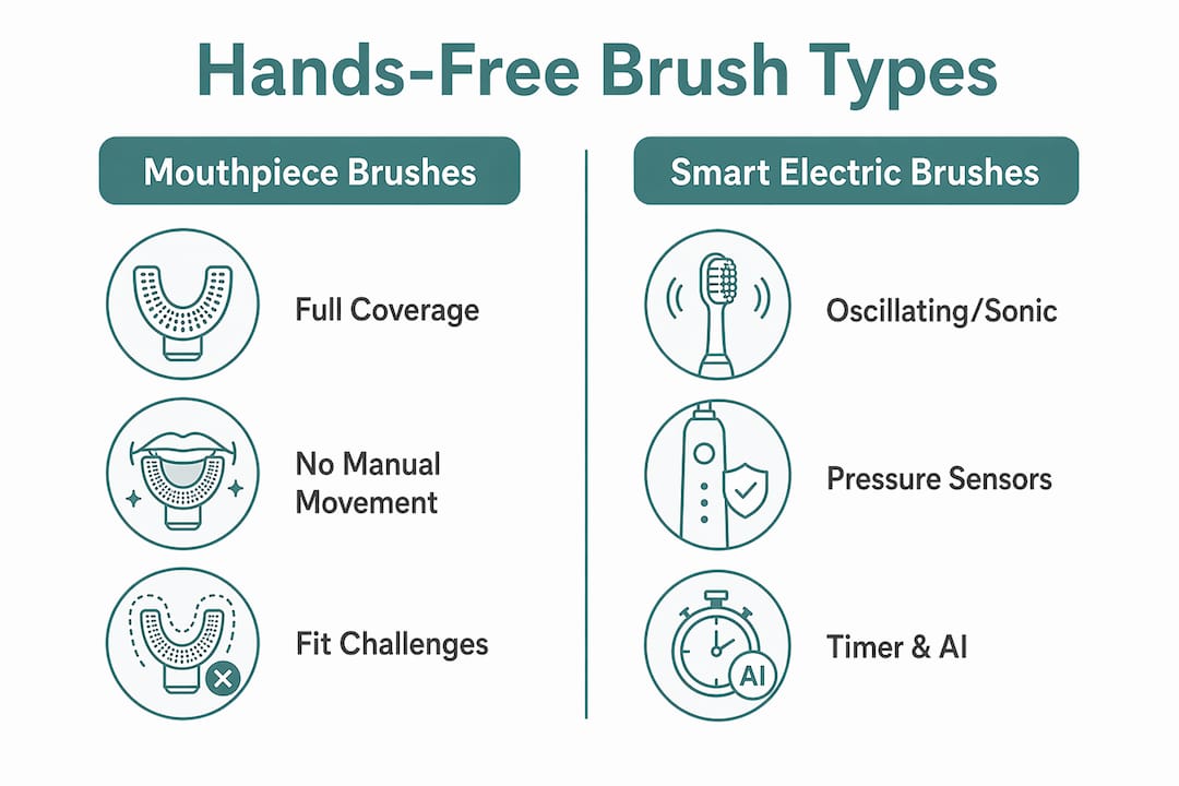 Infographic comparing mouthpiece and smart electric toothbrushes