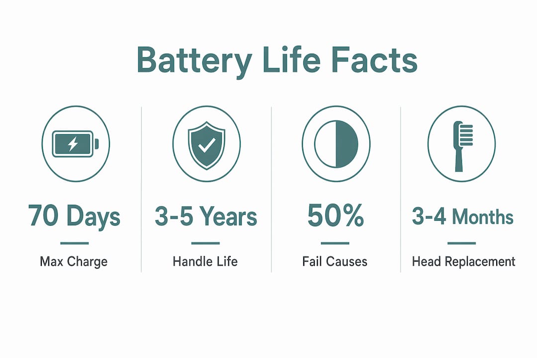 Infographic showing electric toothbrush battery life facts