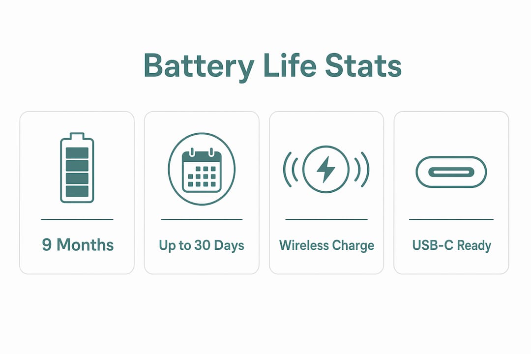 Infographic showing battery life statistics of toothbrushes