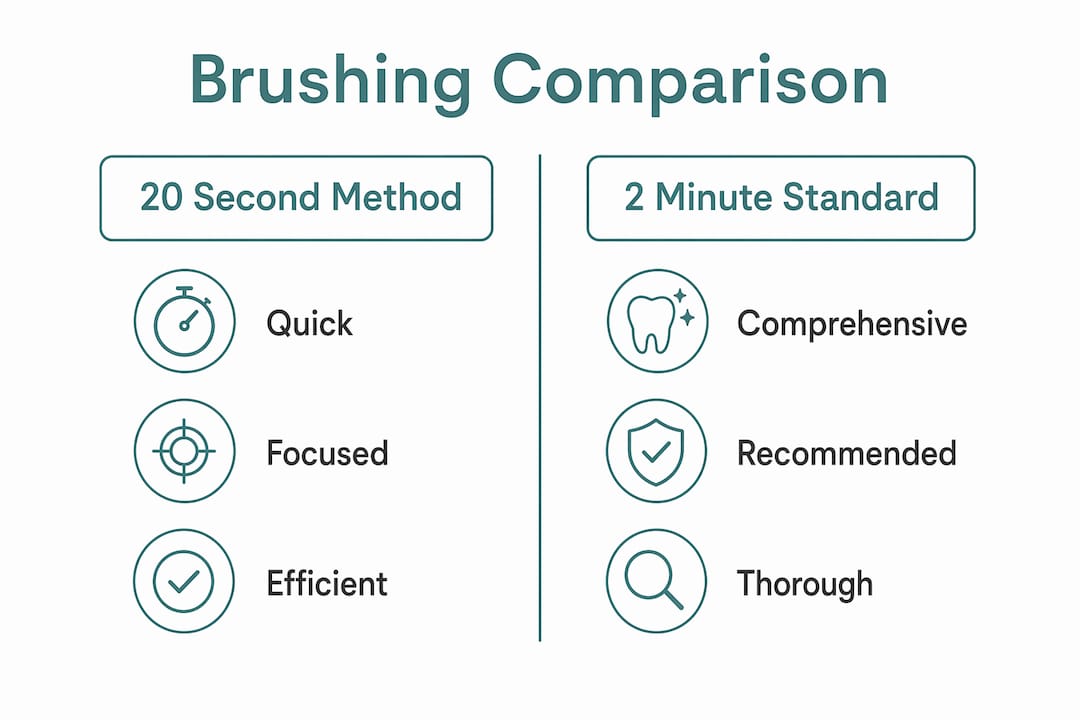 Infographic comparing 20 second and 2 minute brushing methods