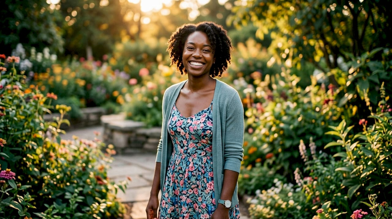 Smiling confident woman outdoors