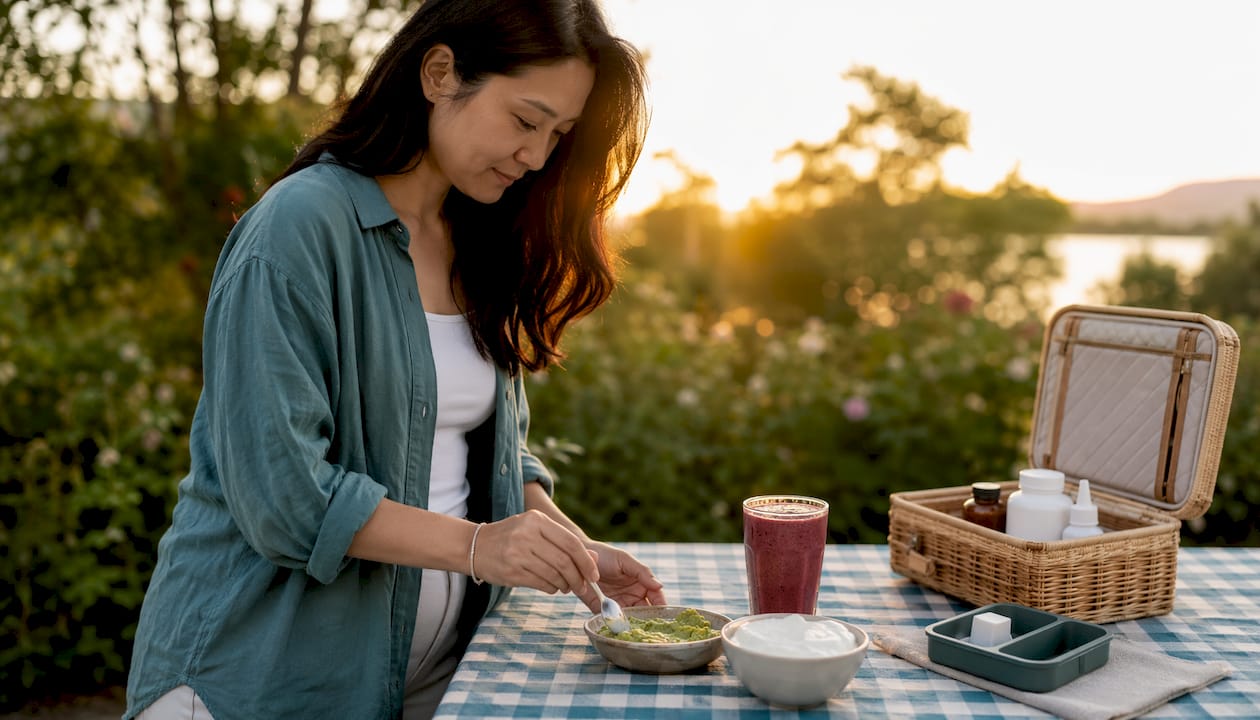 Hands preparing soft orthodontic diet meal