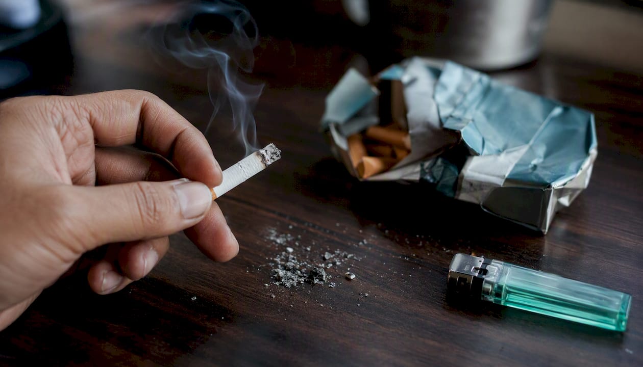 Close-up of tobacco smoking items