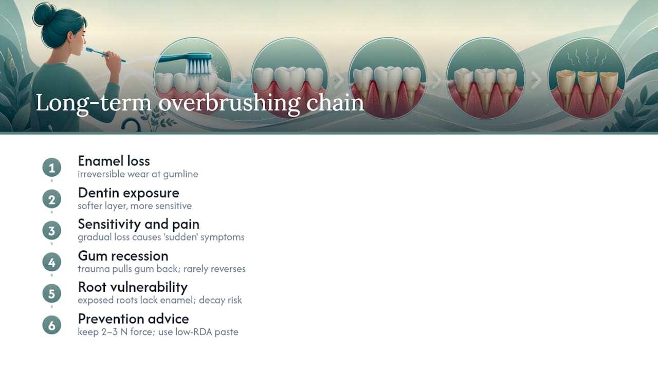 The Long-Term Damage Chronic Overbrushing Causes — overview diagram