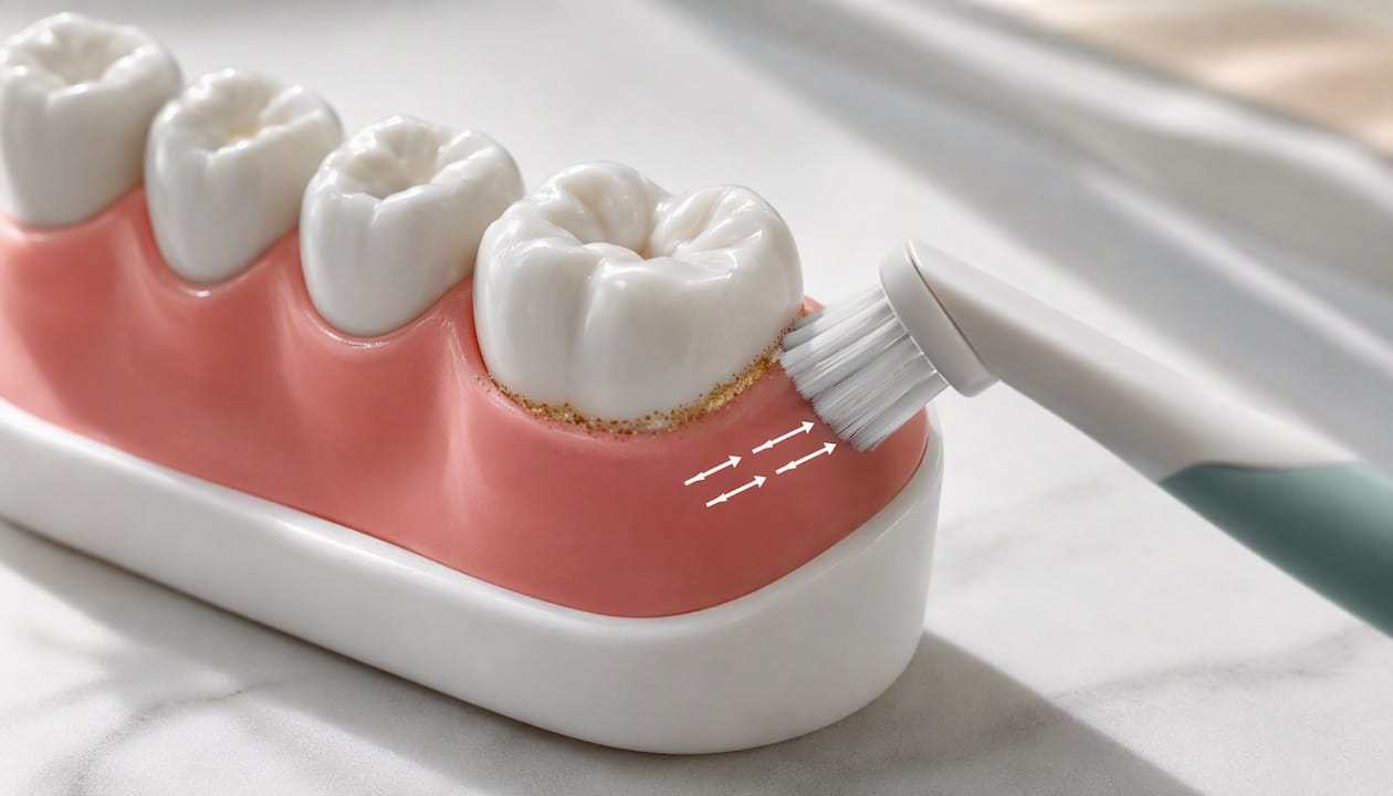 Illustration of bristles angled at gumline