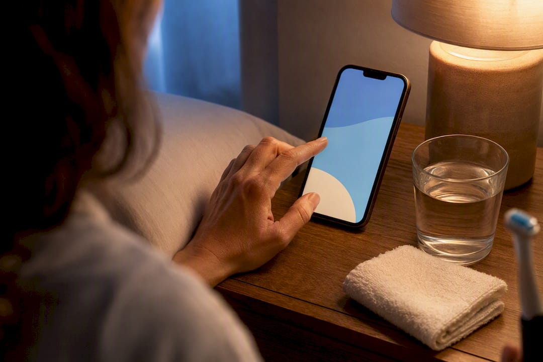 Hand setting a phone brushing reminder