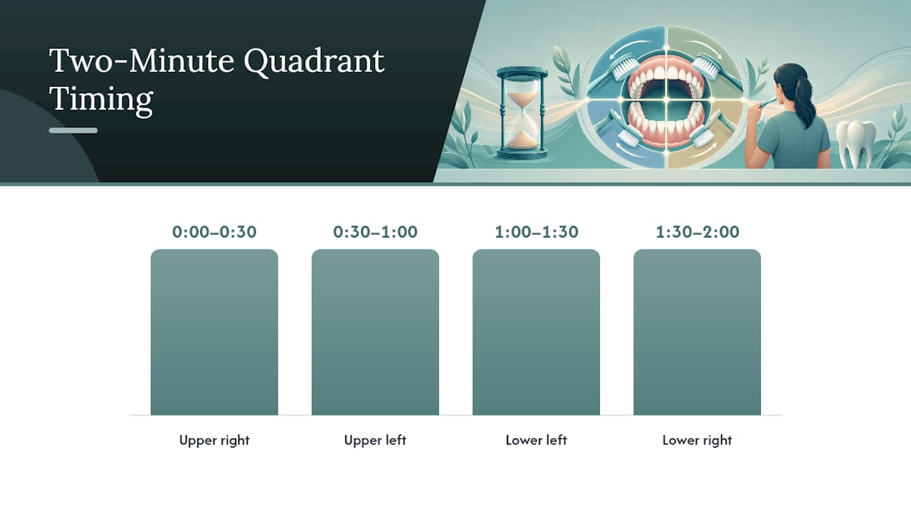 Two-minute timeline split into four quadrants