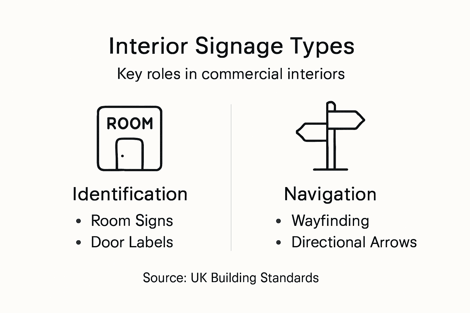 Infographic showing functions of interior signage