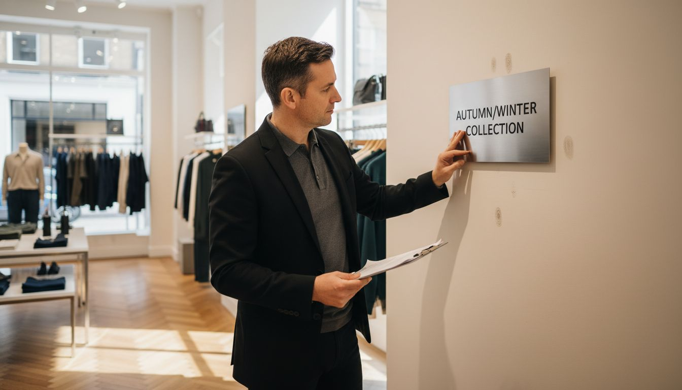 Consultant inspects premium Dibond retail sign