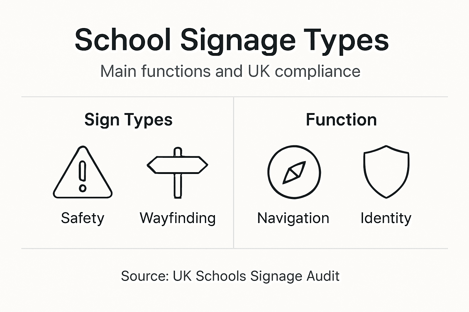Infographic showing signage types and functions