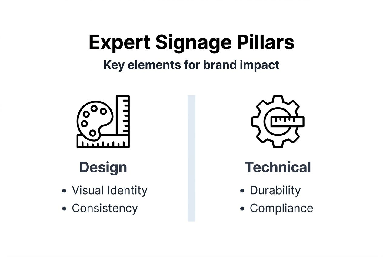 Infographic on signage expertise pillars