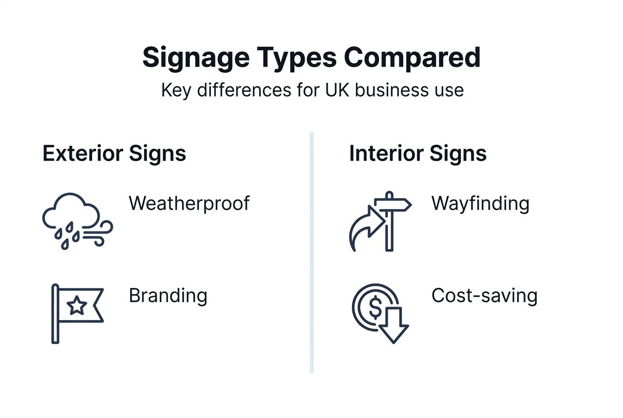 Infographic comparing exterior and interior signage