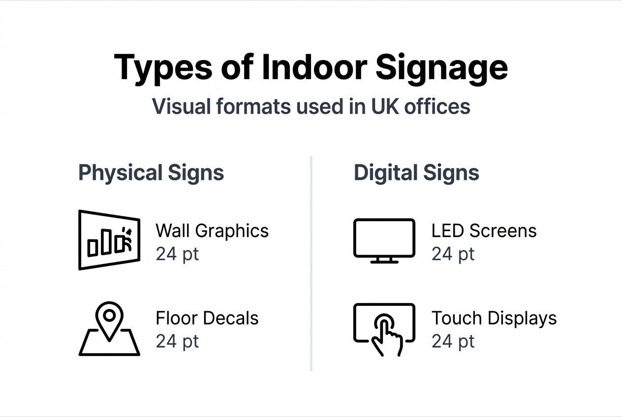 Infographic showing indoor signage formats