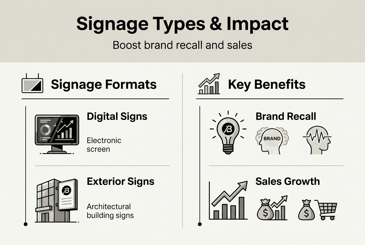 Infographic on signage types and business benefits