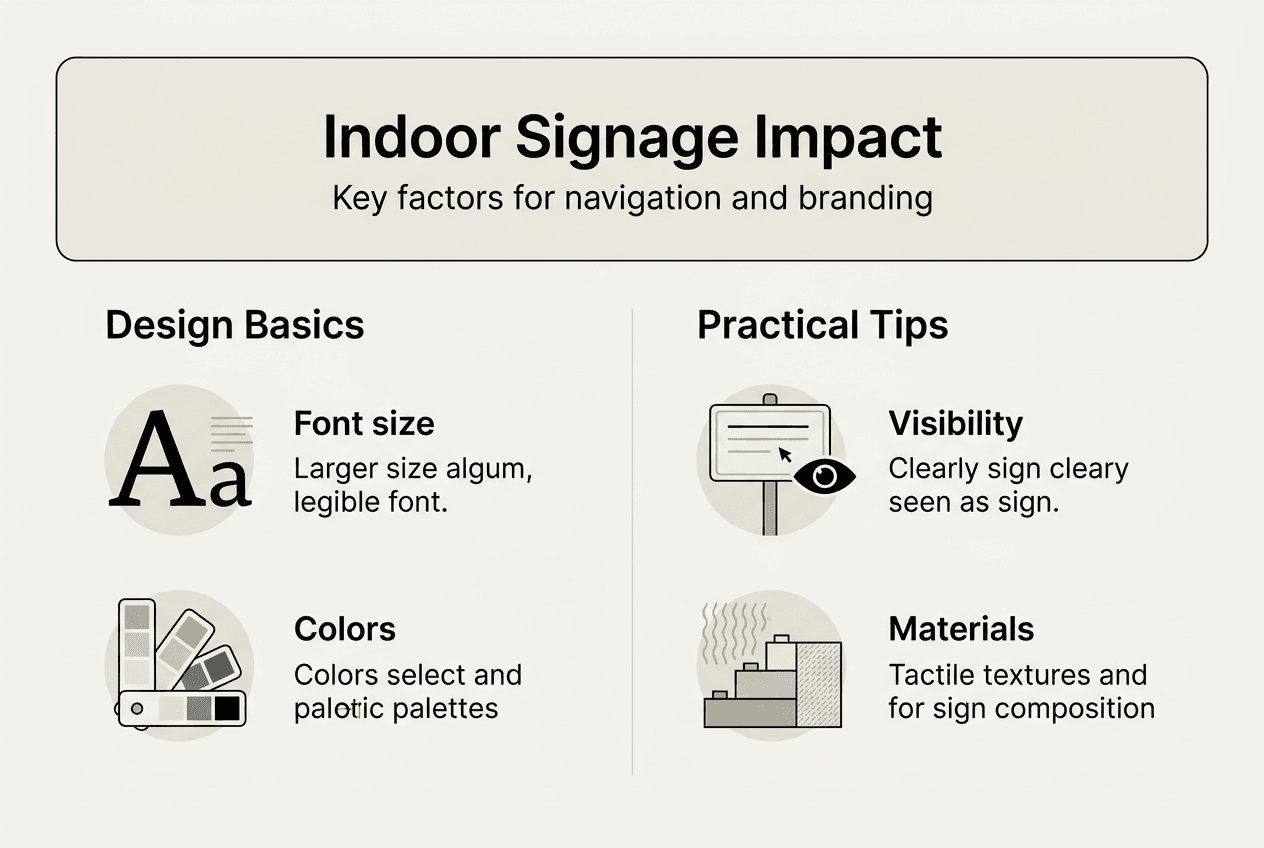 Infographic showing key factors for indoor signage