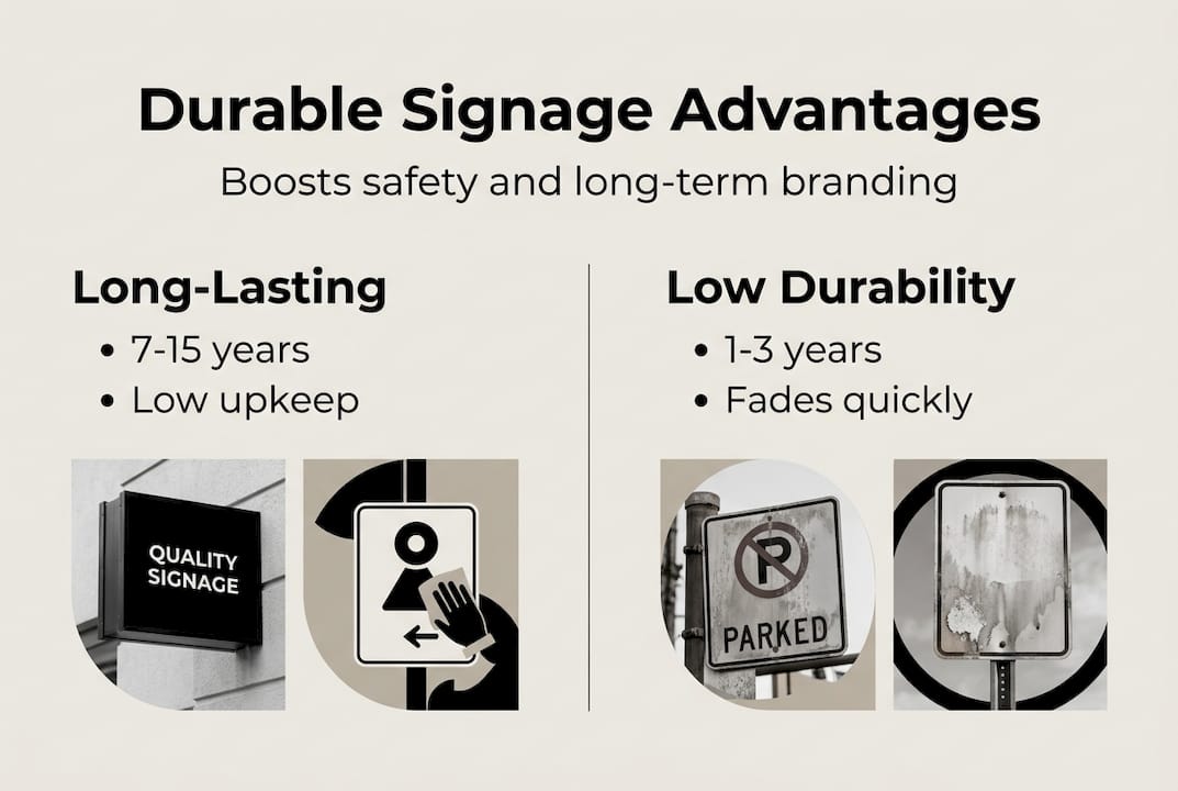 Infographic comparing durable and basic signage