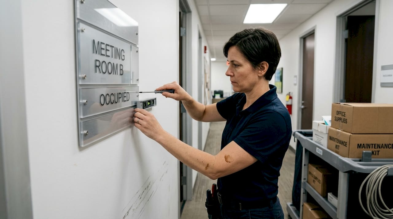 Installing modular office wall signage