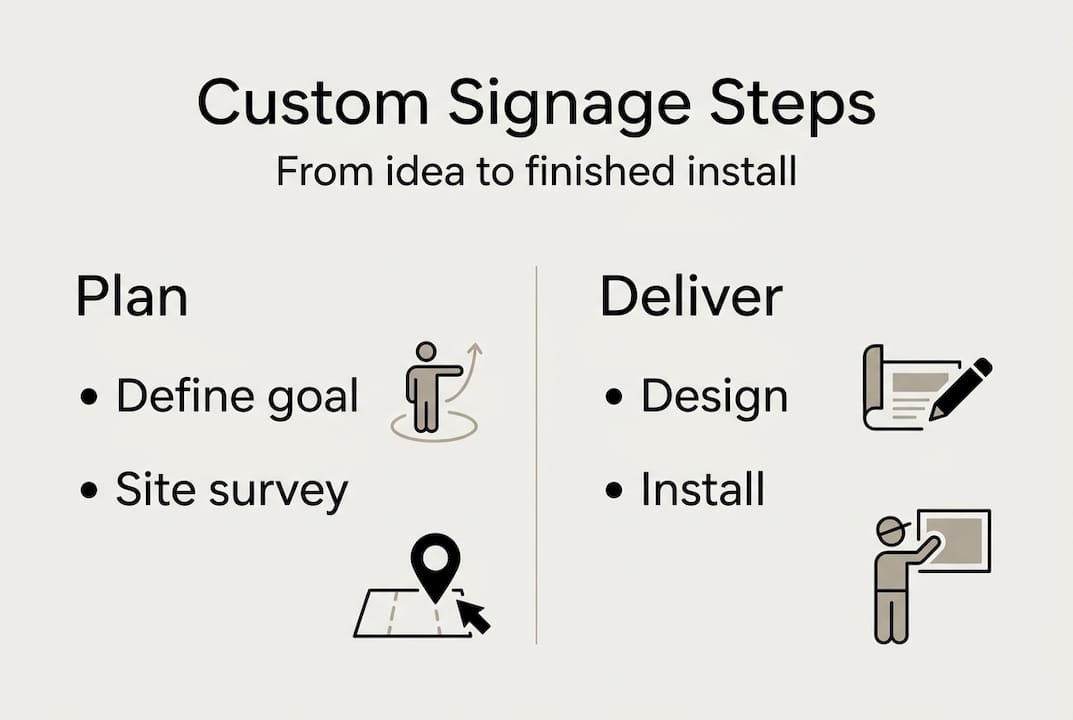 Infographic custom signage step-by-step overview