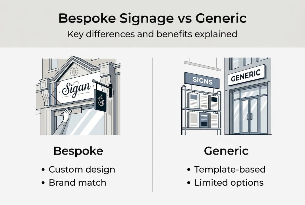 Infographic comparing bespoke and generic signage
