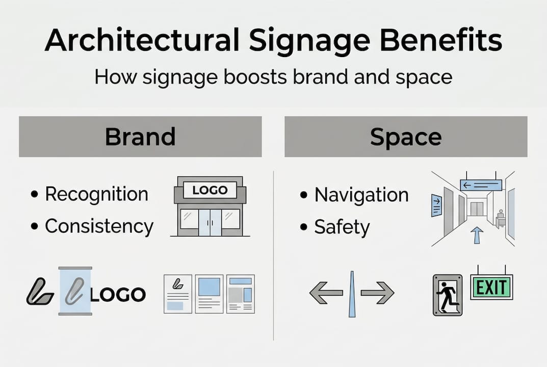 Infographic showing signage roles and benefits