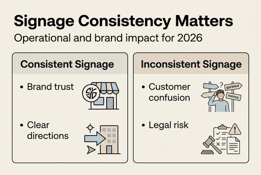 Infographic showing effects of signage consistency