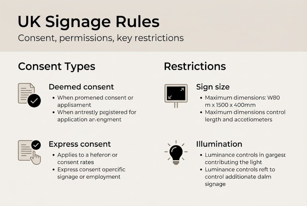 Infographic of UK signage rules overview