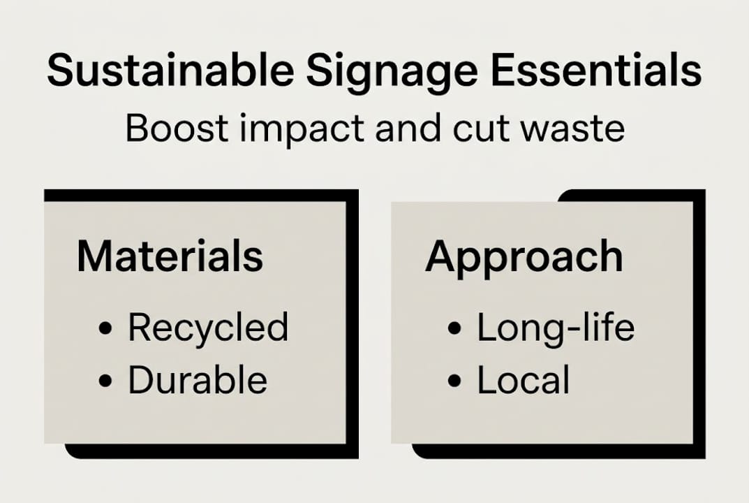 Infographic shows four essentials of sustainable signage
