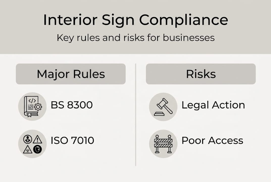 Infographic showing compliance rules and signage risks