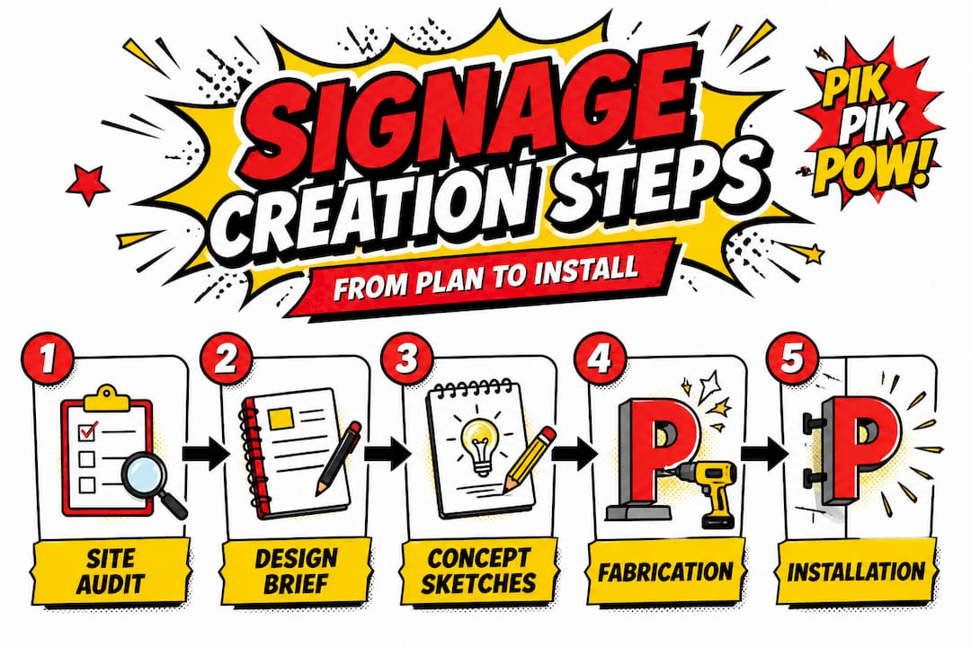 Infographic of signage creation process steps