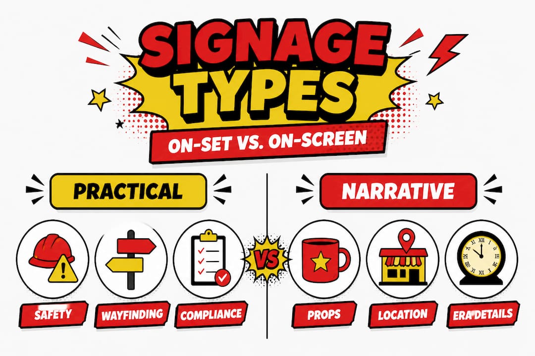 Infographic comparing practical and narrative signage