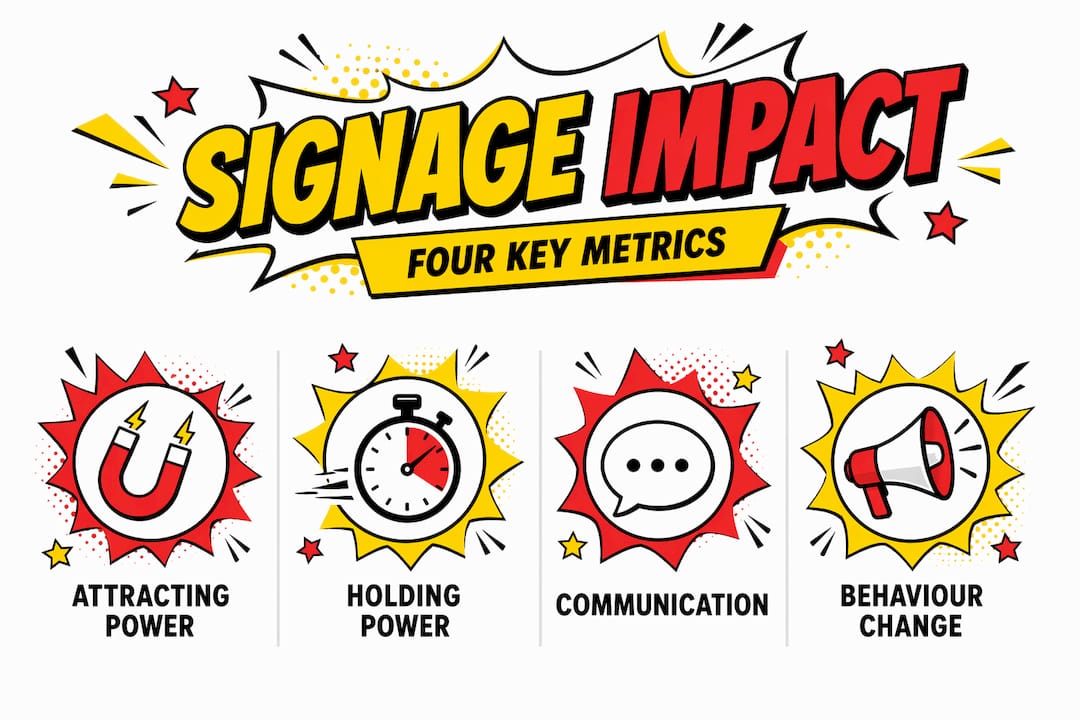 Infographic of four signage effectiveness metrics