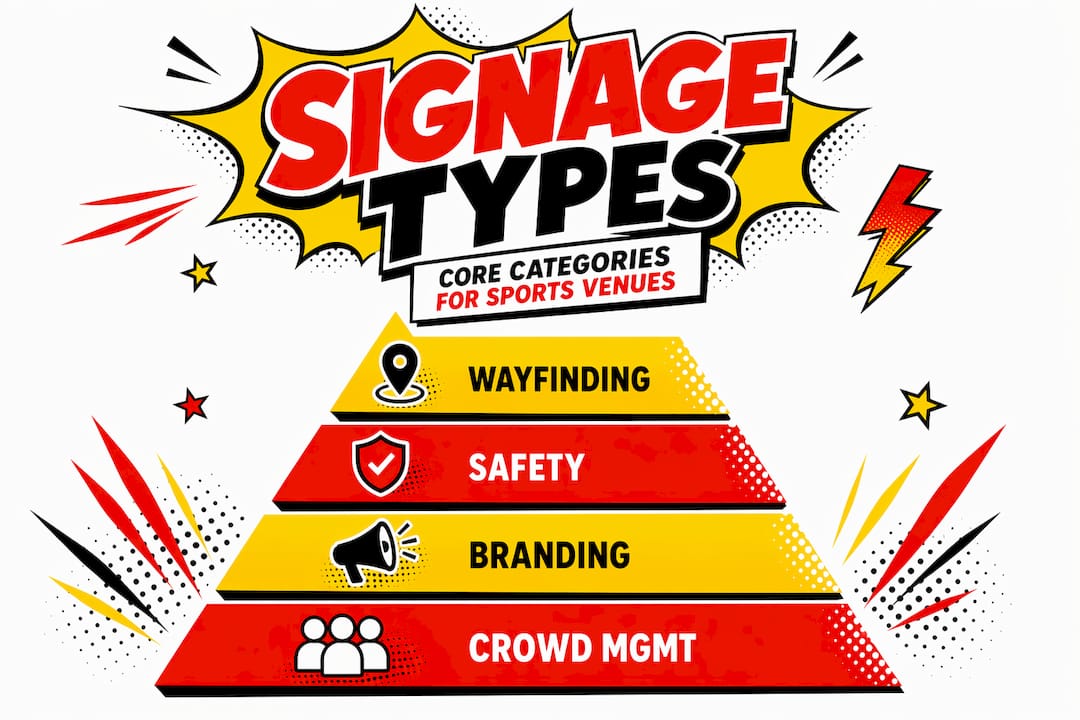 Infographic shows pyramid of sports signage types
