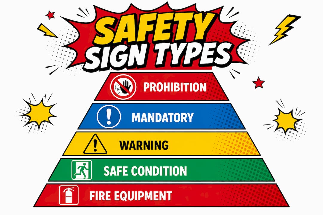 Infographic displaying hierarchy of safety sign types