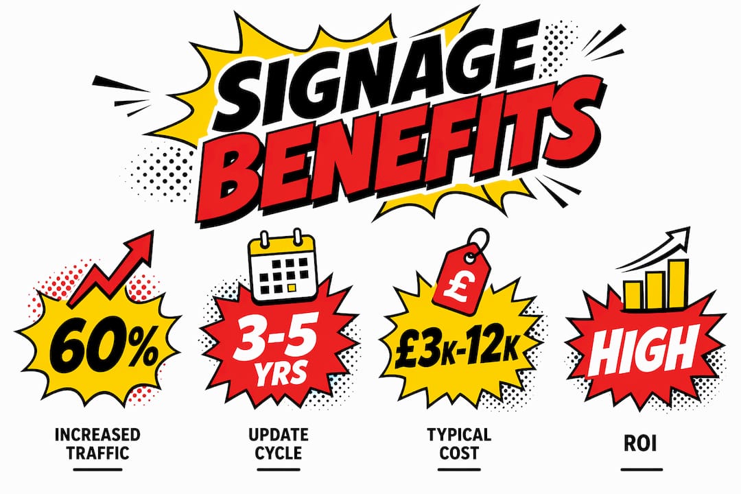 Infographic showing shopfront signage update benefits