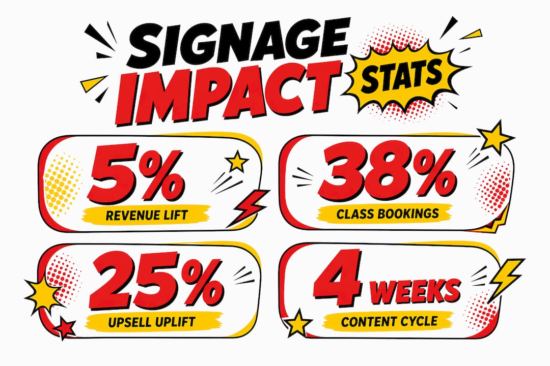 Infographic showing key gym signage impact statistics