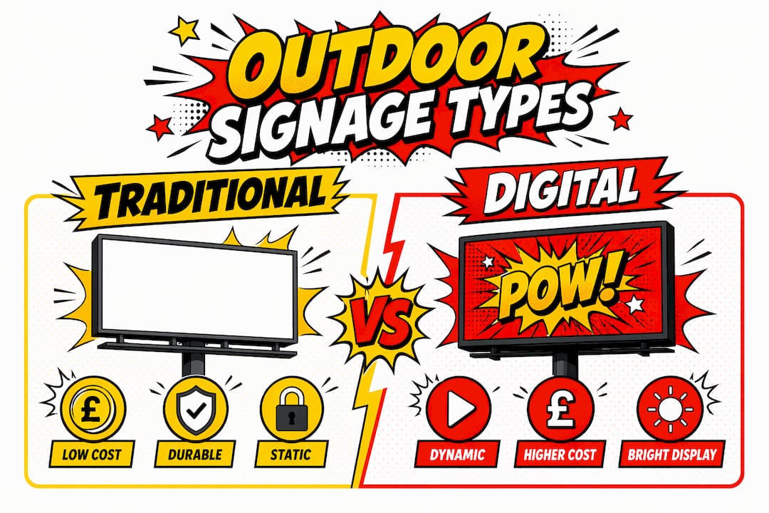 Infographic comparing traditional and digital outdoor signage