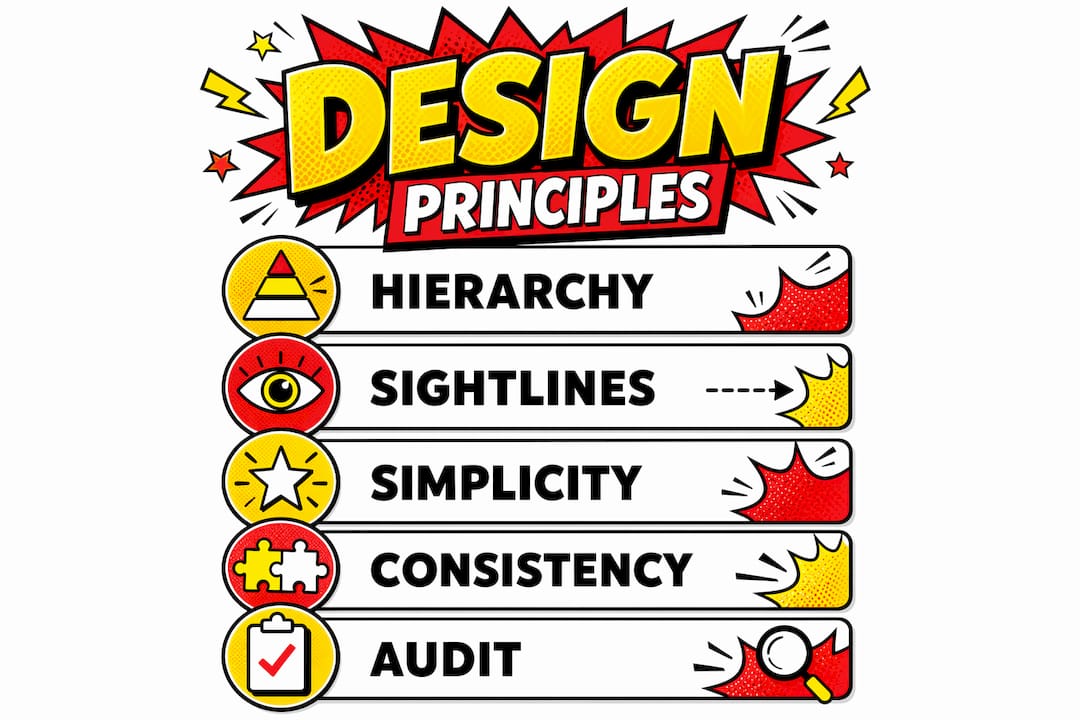 Infographic illustrating navigation signage design principles