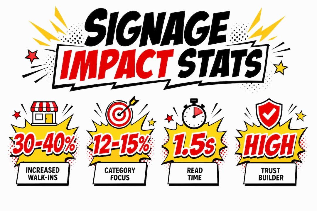 Infographic with key footfall signage statistics and benefits
