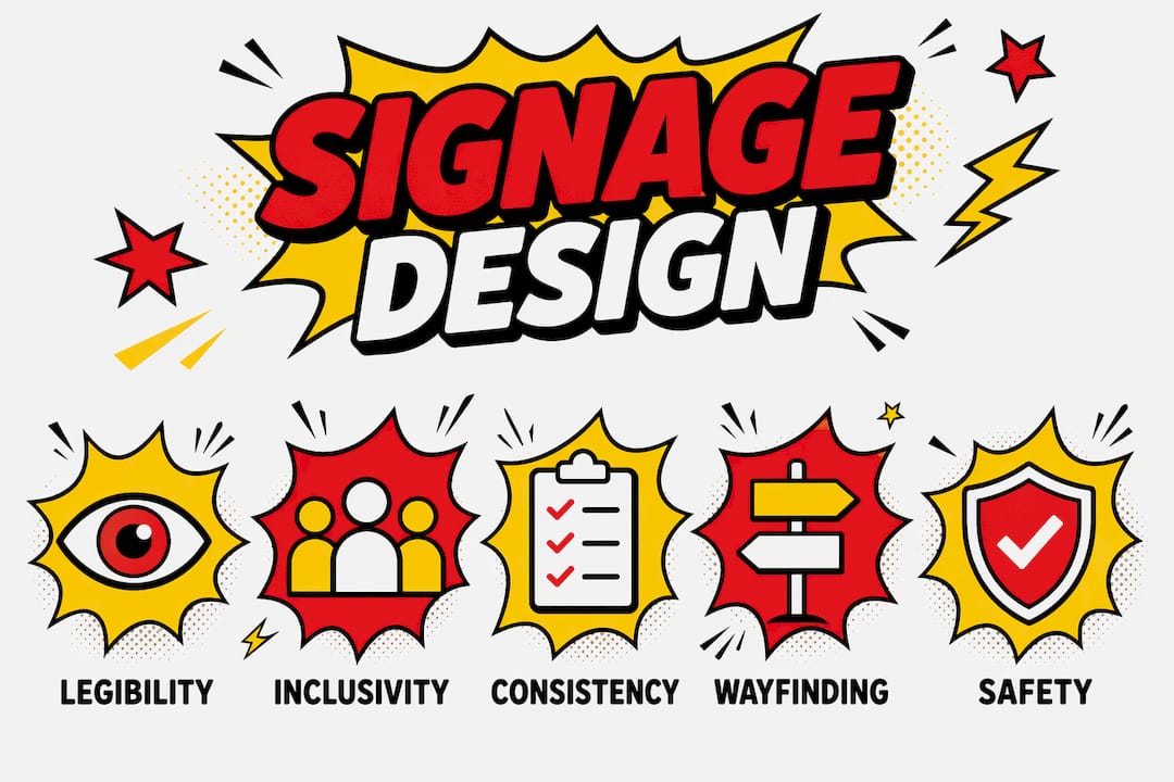 Infographic illustrating key signage design principles