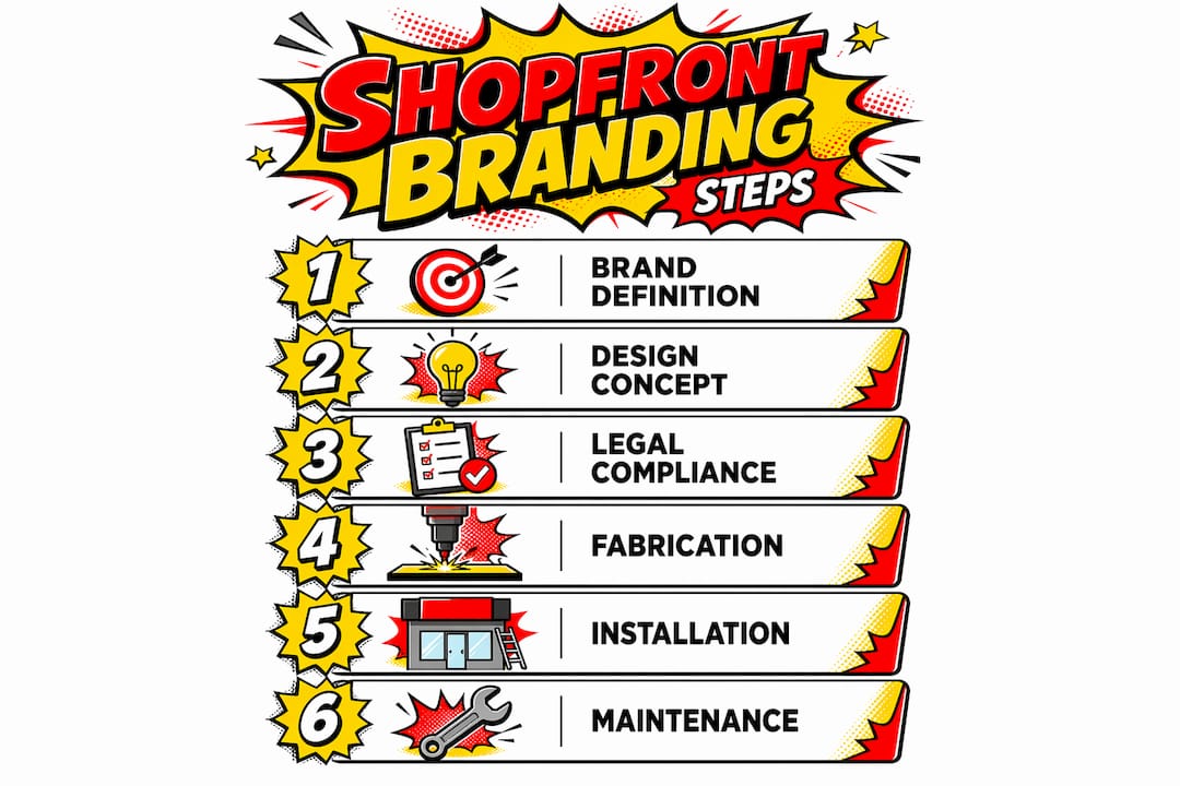 Infographic showing shopfront branding process steps