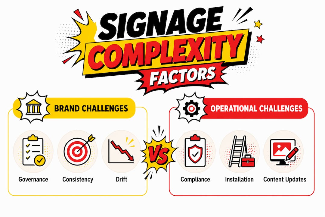 Infographic illustrating signage complexity factors