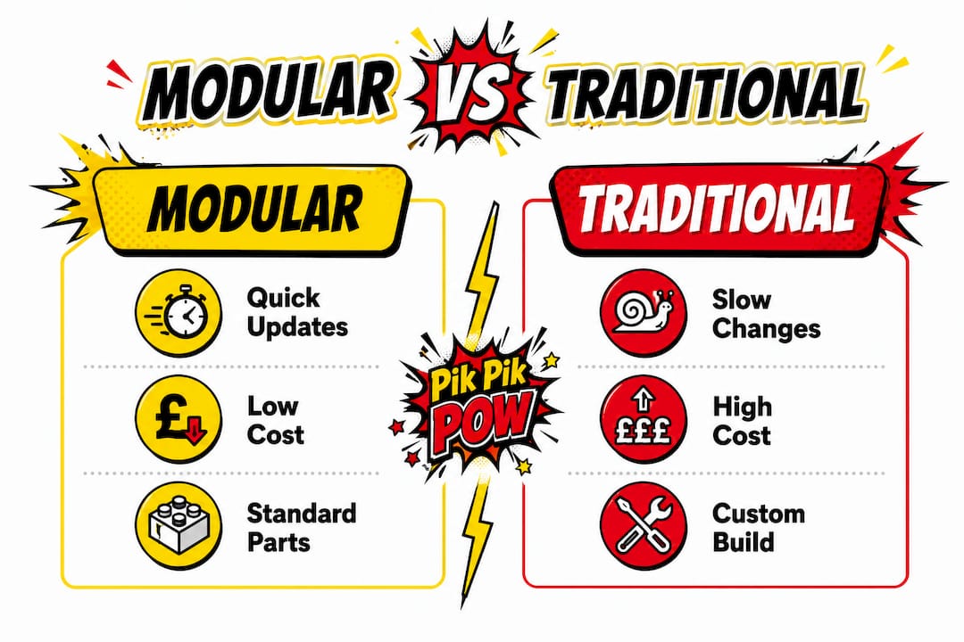 Infographic comparing modular and traditional signage