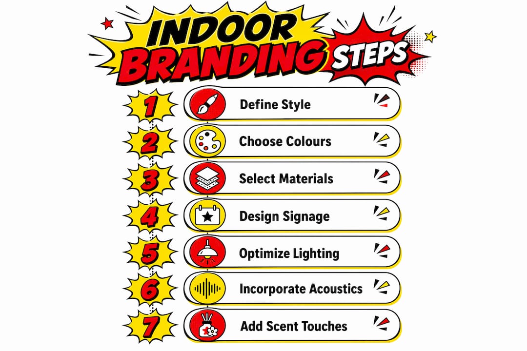 Infographic showing indoor branding key steps